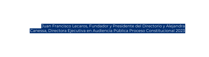 Juan Francisco Lecaros Fundador y Presidente del Directorio y Alejandra Canessa Directora Ejecutiva en Audiencia Pública Proceso Constitucional 2023